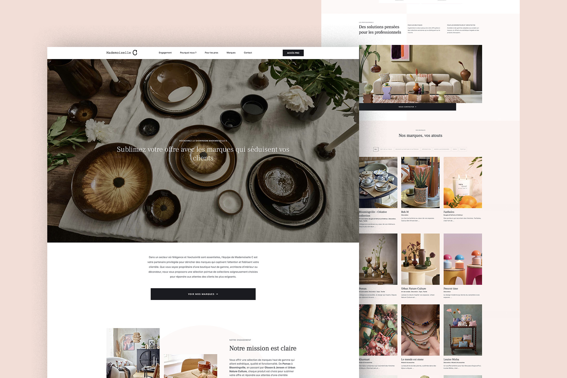web design et developpement showroom mademoiselle C wordpress